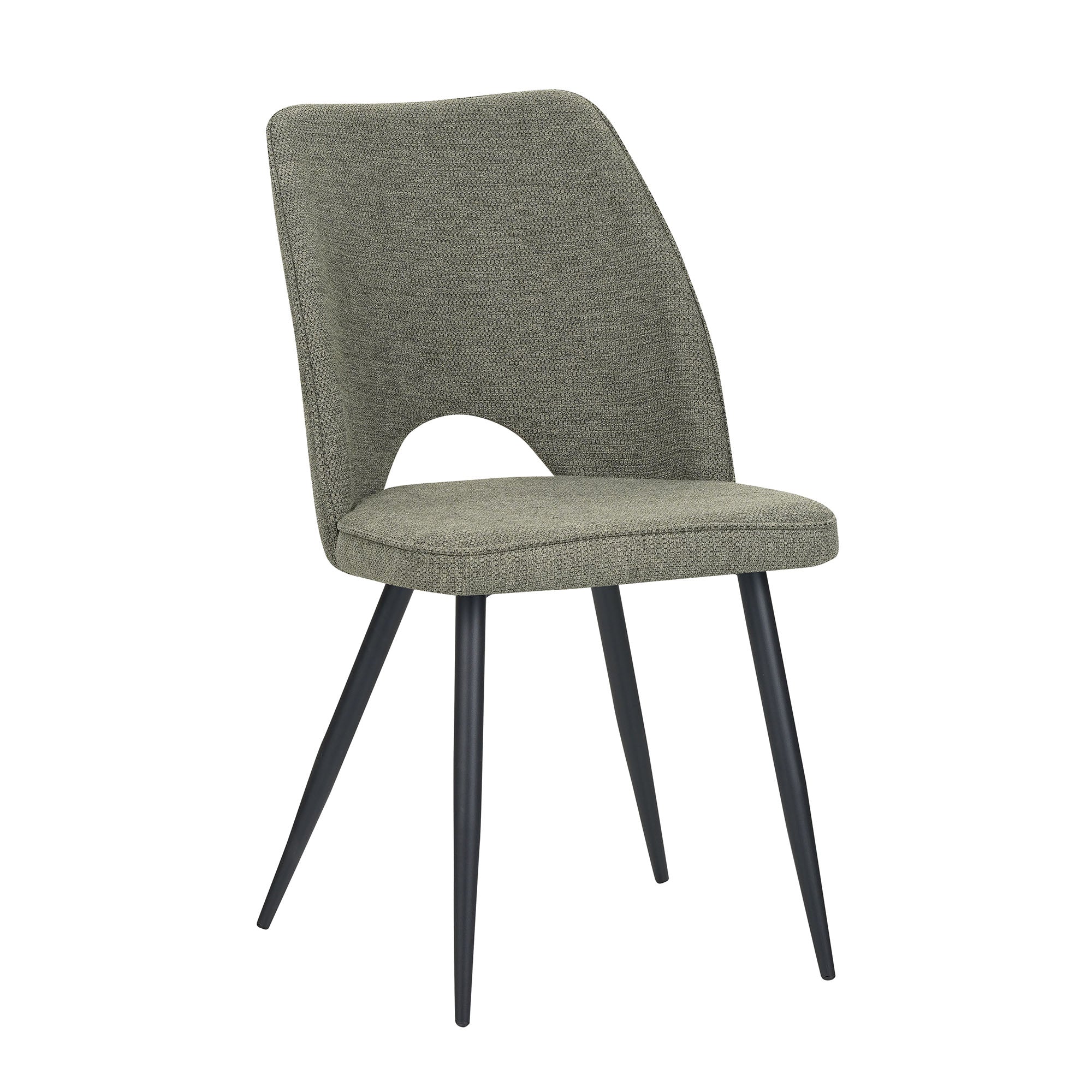 Set Da 4, Sedie Virginia Tessuto Verde Gambe Nere