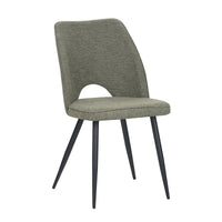 Set Da 4, Sedie Virginia Tessuto Verde Gambe Nere