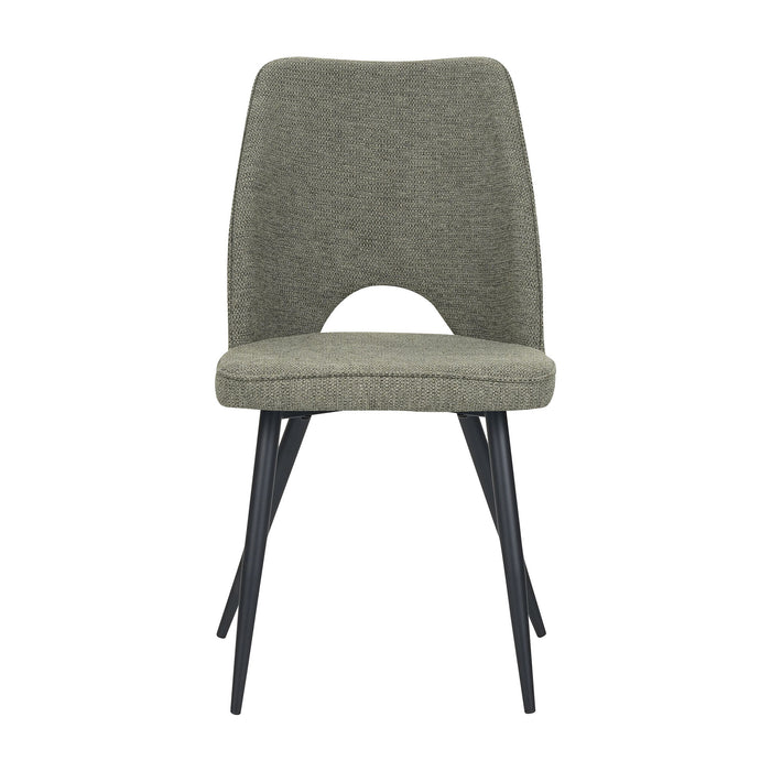 Set Da 4, Sedie Virginia Tessuto Verde Gambe Nere