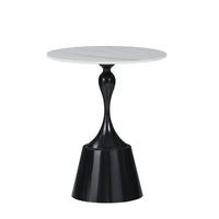 Tavolino Soleil Pietra Bianca Marmo Base Nera