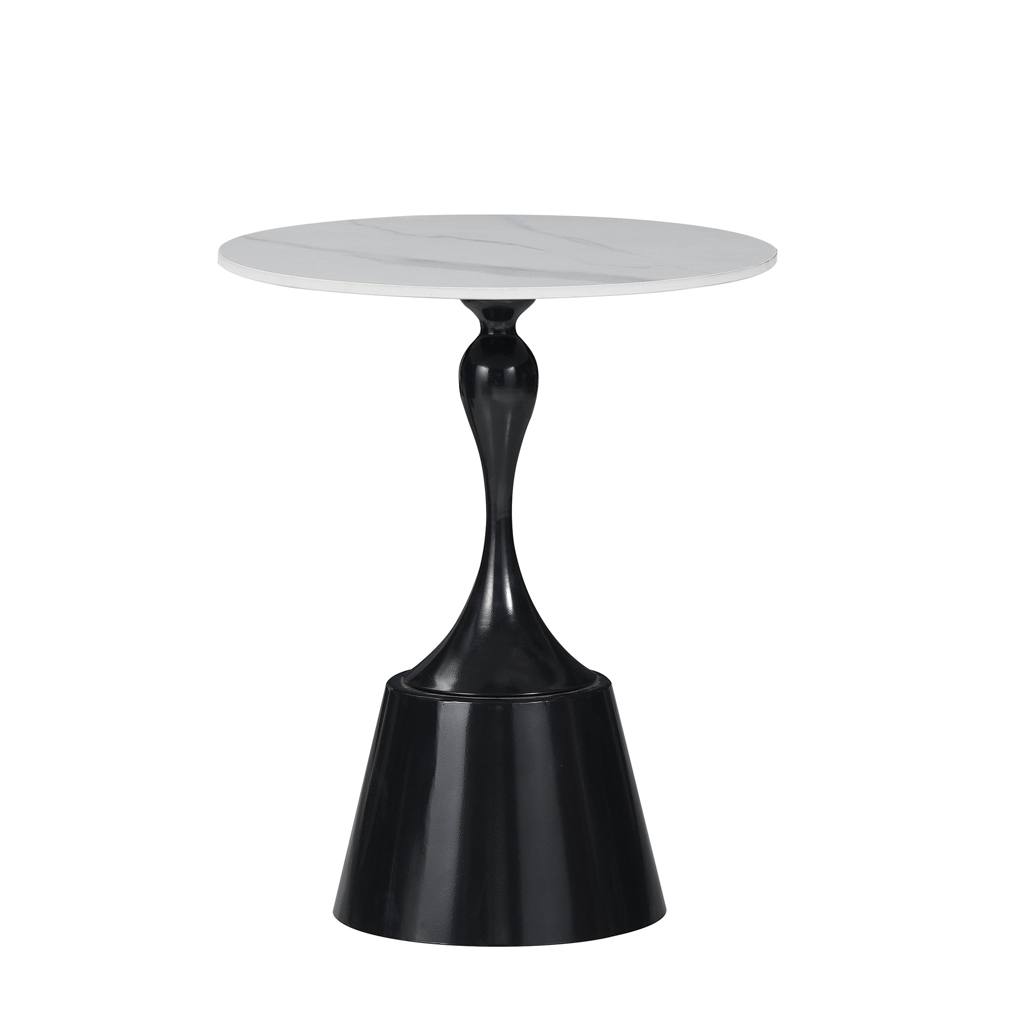 Tavolino Soleil Pietra Bianca Marmo Base Nera