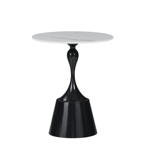 Tavolino Soleil Pietra Bianca Marmo Base Nera