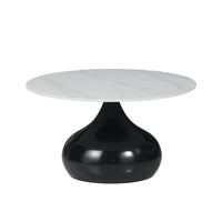 Tavolino Capri Bianco Effetto Marmo Base Nera