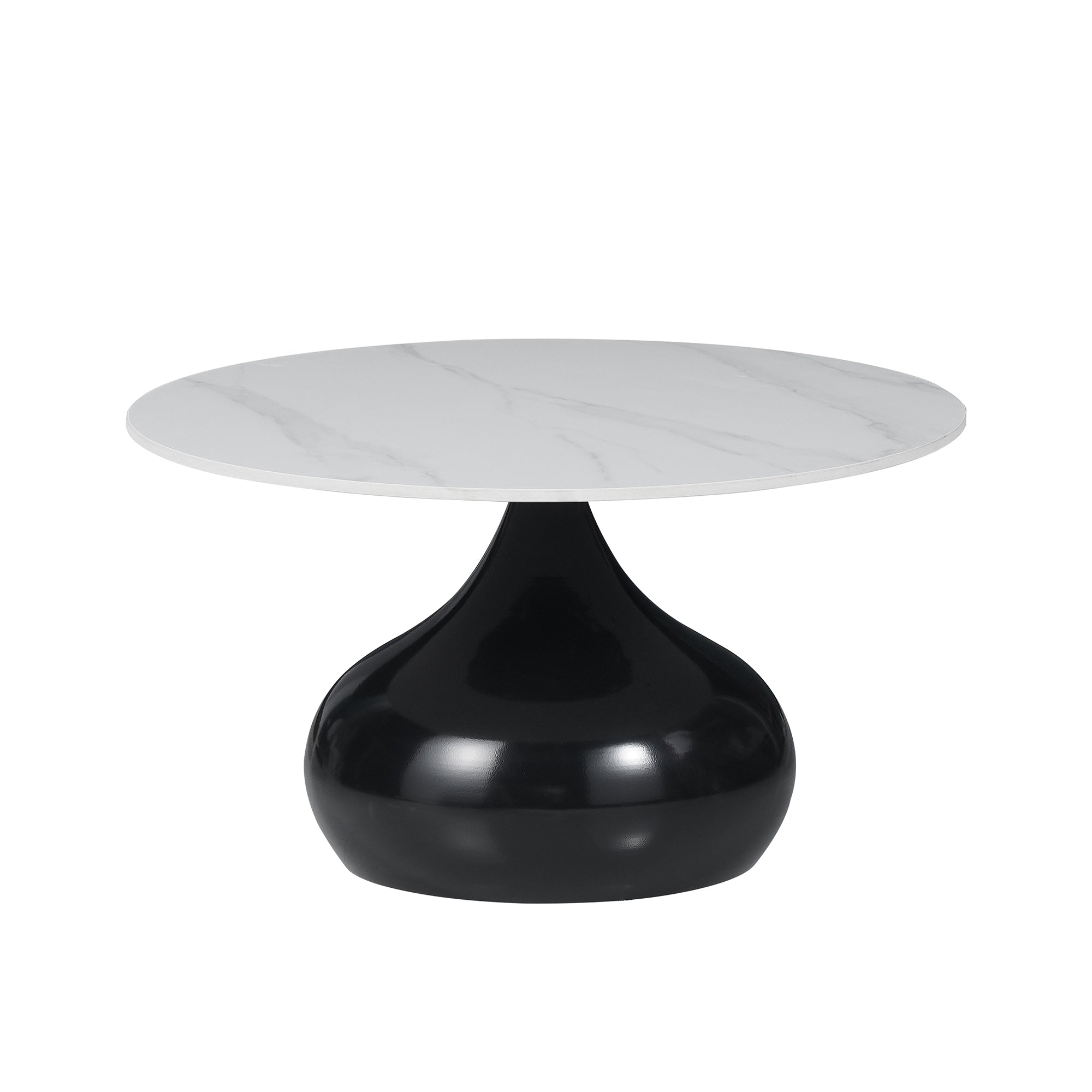 Tavolino Capri Bianco Effetto Marmo Base Nera