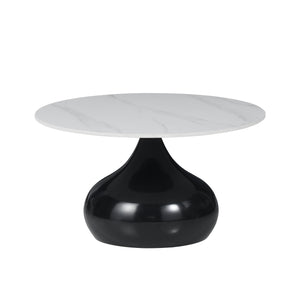 Tavolino Capri Bianco Effetto Marmo Base Nera