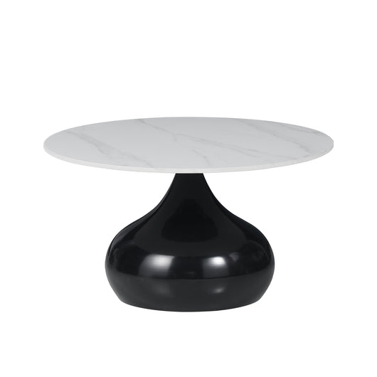 Tavolino Capri Bianco Effetto Marmo Base Nera
