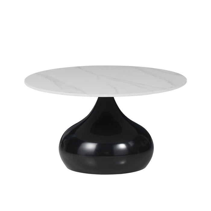 Tavolino Capri Bianco Effetto Marmo Base Nera