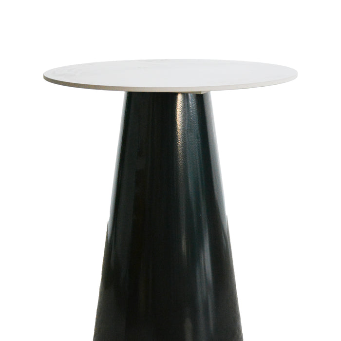 Tavolo Ring Pietra Effetto Marmo Base Nera