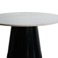 Tavolo Ring Pietra Effetto Marmo Base Nera