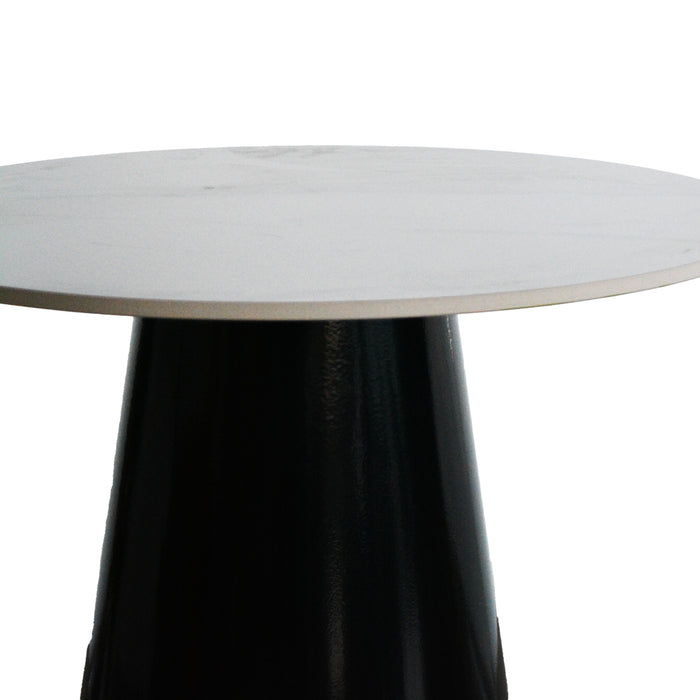 Tavolo Ring Pietra Effetto Marmo Base Nera