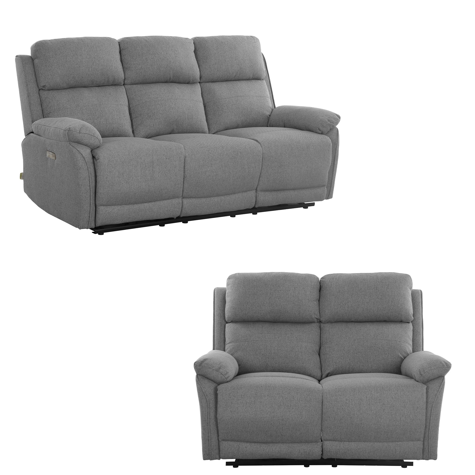 Set Eugenia Divano 3+2 Elett C/Usb Tessuto Cenere