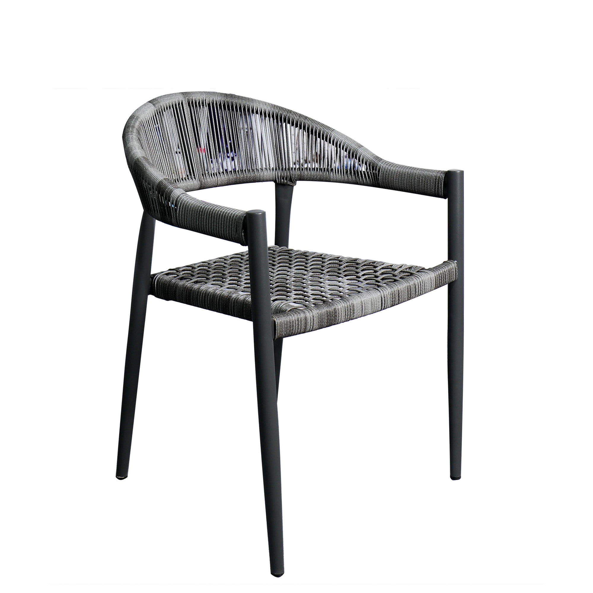 Set Da 2, Poltrone Clara Alluminio Nera/Corda