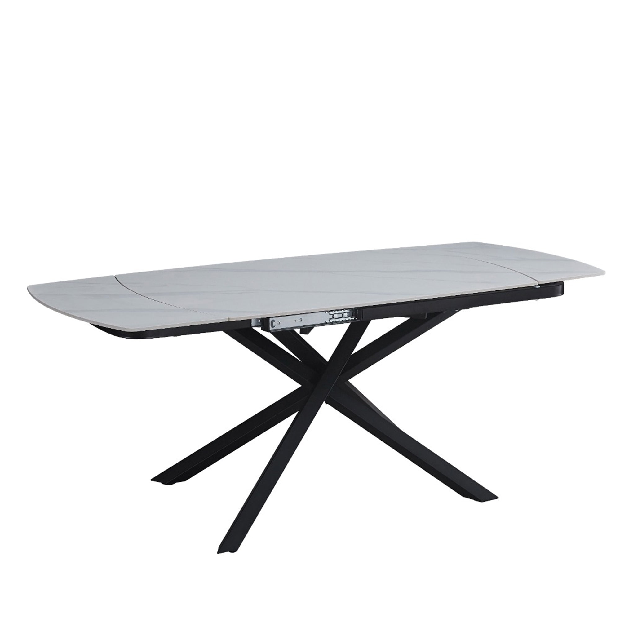 Tavolo Louis 130/190 Bianco C/Venature/Gambe Nere