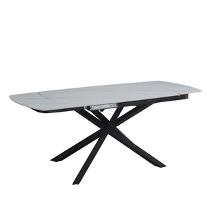 Tavolo Louis 130/190 Bianco C/Venature/Gambe Nere