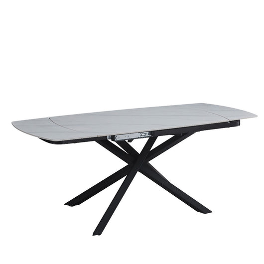 Tavolo Louis 130/190 Bianco C/Venature/Gambe Nere