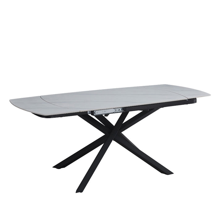 Tavolo Louis 130/190 Bianco C/Venature/Gambe Nere