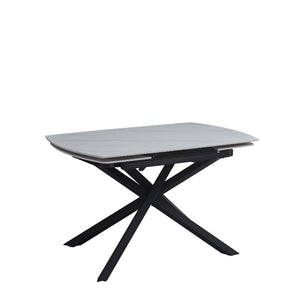 Tavolo Louis 130/190 Bianco C/Venature/Gambe Nere