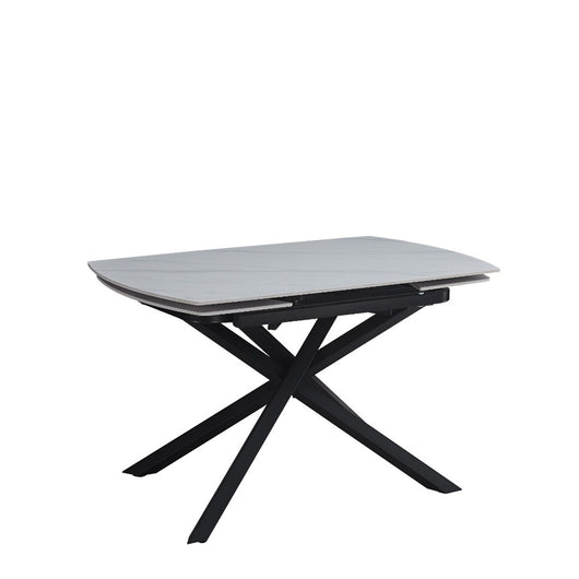 Tavolo Louis 130/190 Bianco C/Venature/Gambe Nere