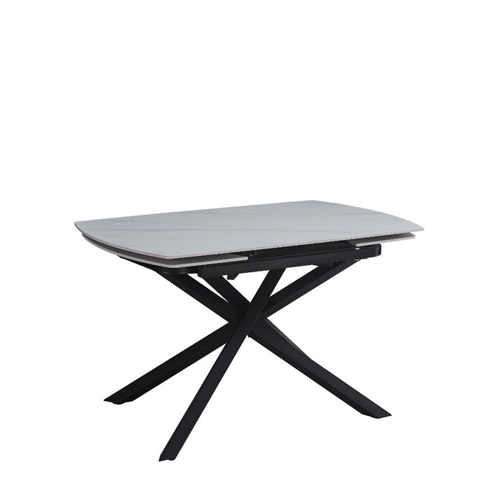 Tavolo Louis 130/190 Bianco C/Venature/Gambe Nere