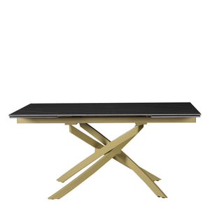 Tavolo Pegaso Piano Nero Con Venature Gambe Oro Per Soggiorno, Cucina E Arredo Bar