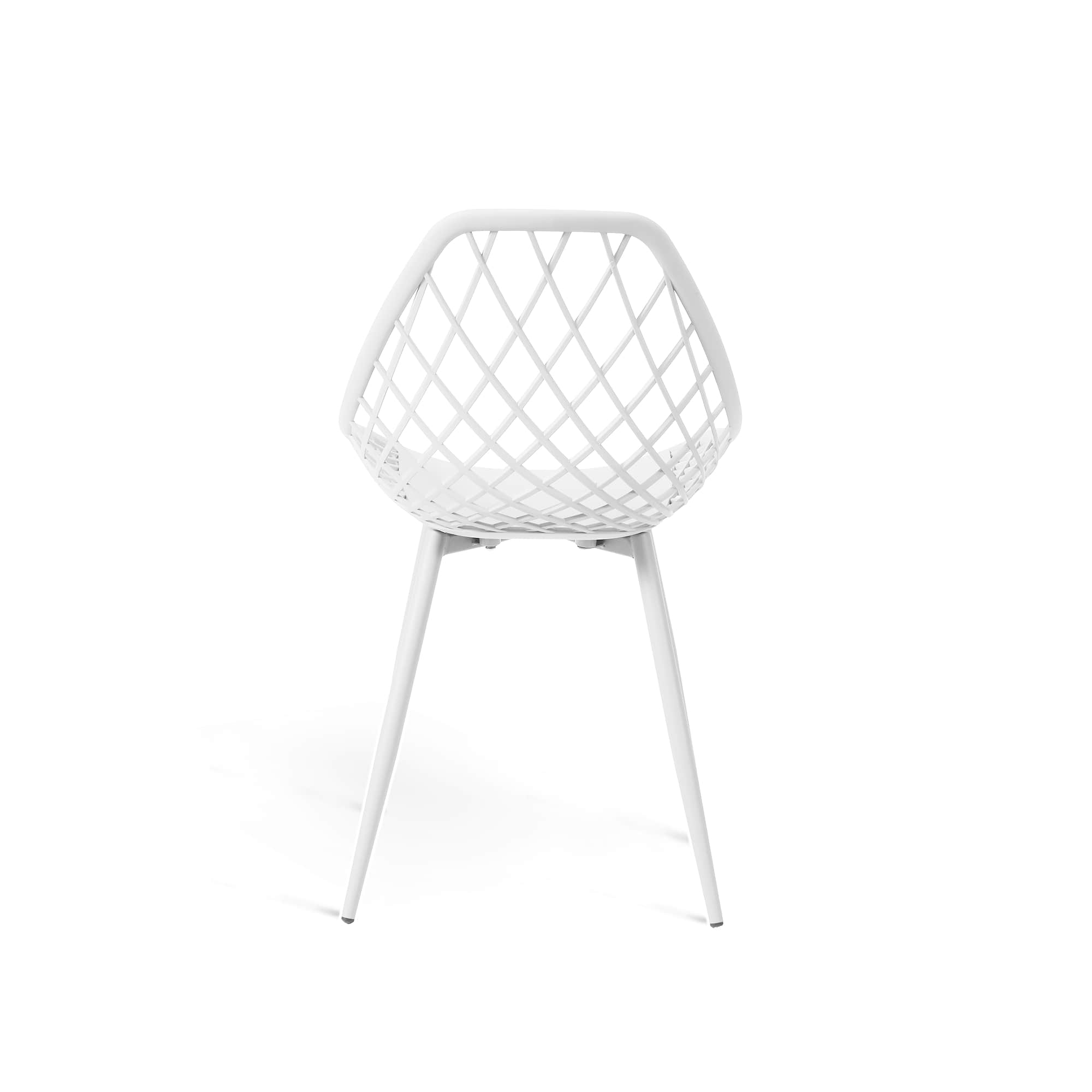 Set Da 4, Sedia Diva Bianca In Pp Gambe Metallo