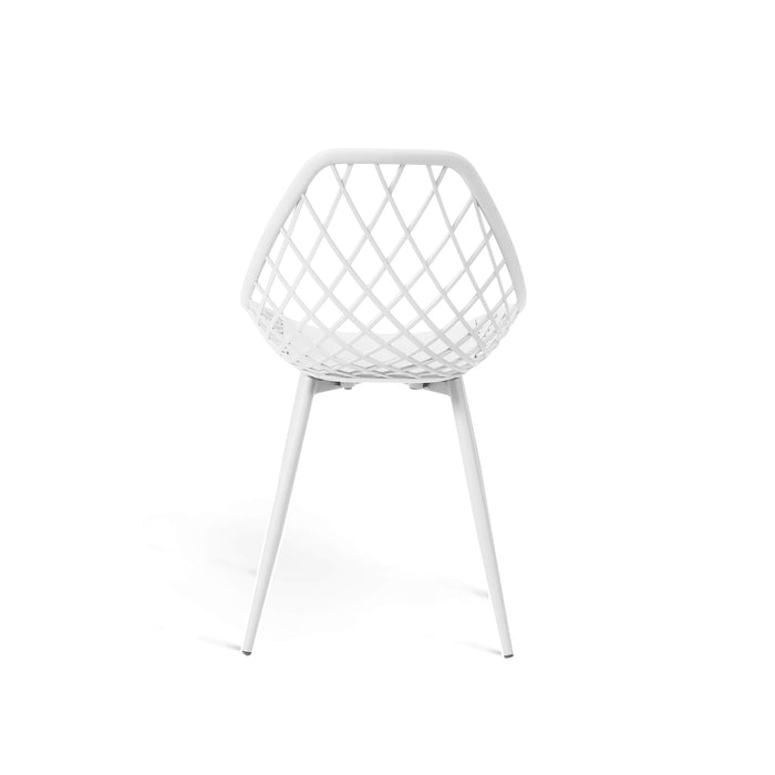 Set Da 4, Sedia Diva Bianca In Pp Gambe Metallo