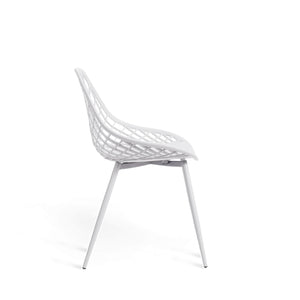 Set Da 4, Sedia Diva Bianca In Pp Gambe Metallo
