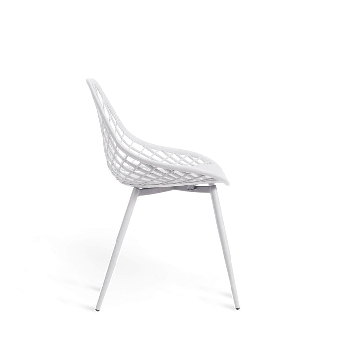 Set Da 4, Sedia Diva Bianca In Pp Gambe Metallo