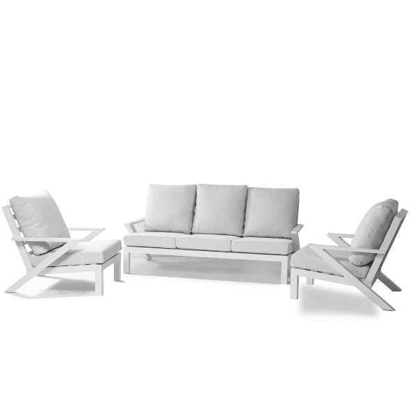 Set Malaga Divano+2Poltrone Allum. Bianco