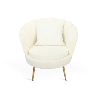 Poltrona Shelly Bouclè Panna/Cromo Oro C/Cuscino