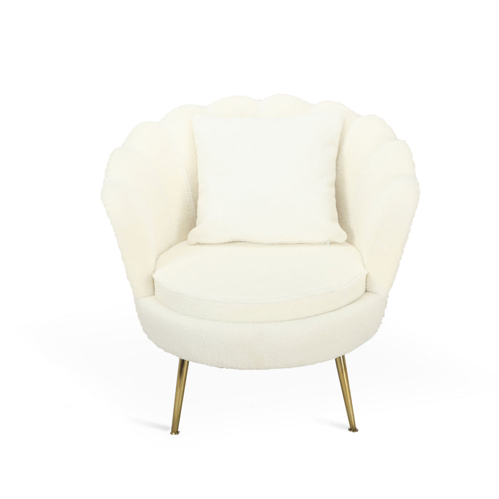 Poltrona Shelly Bouclè Panna/Cromo Oro C/Cuscino