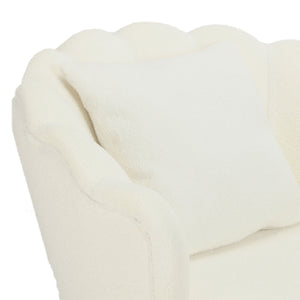 Poltrona Shelly Bouclè Panna/Cromo Oro C/Cuscino