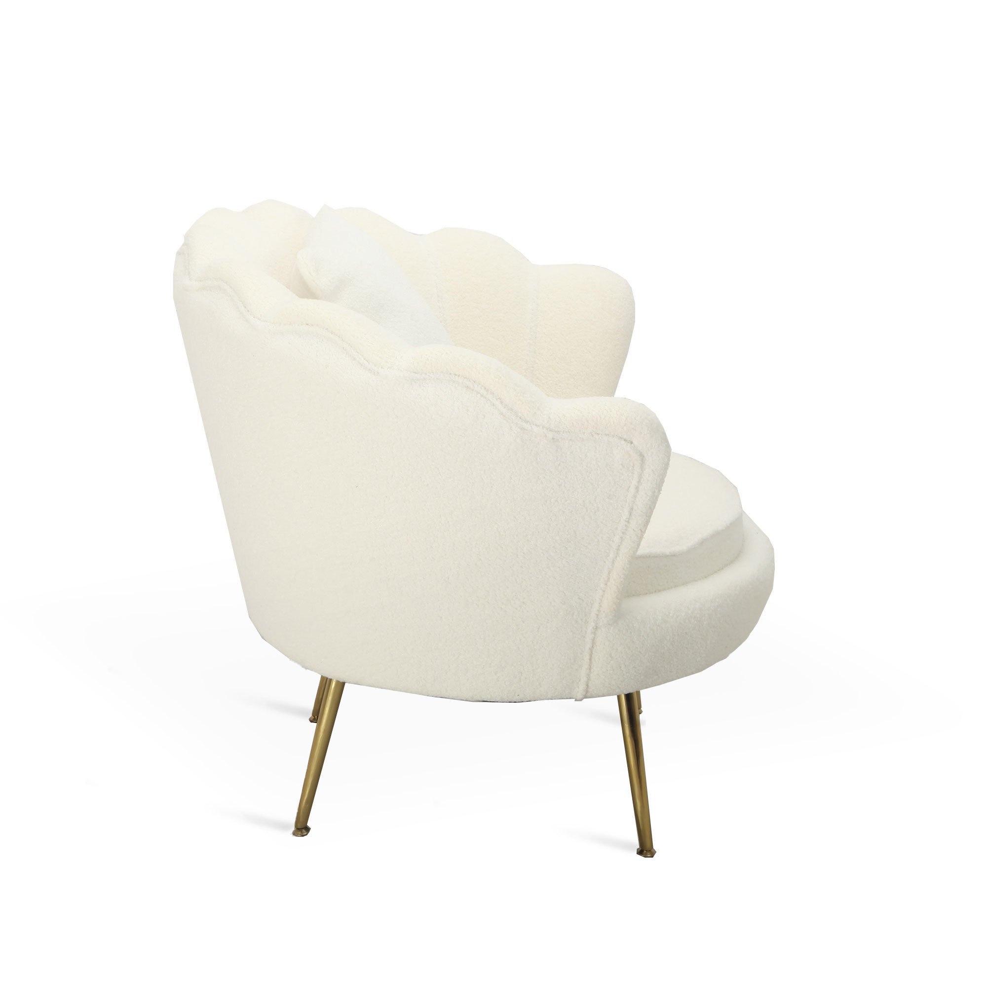 Poltrona Shelly Bouclè Panna/Cromo Oro C/Cuscino