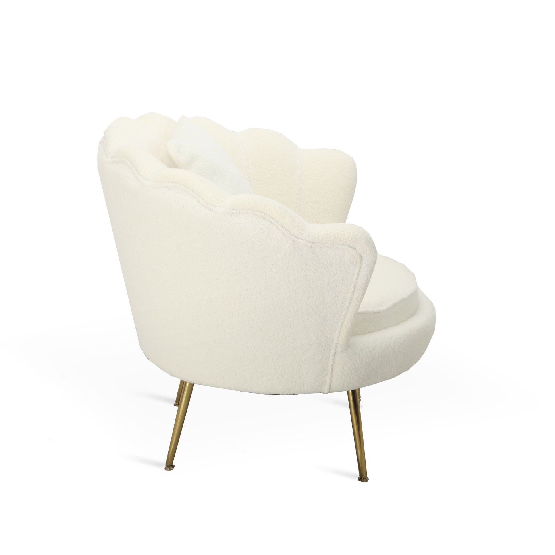 Poltrona Shelly Bouclè Panna/Cromo Oro C/Cuscino