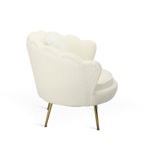 Poltrona Shelly Bouclè Panna/Cromo Oro C/Cuscino