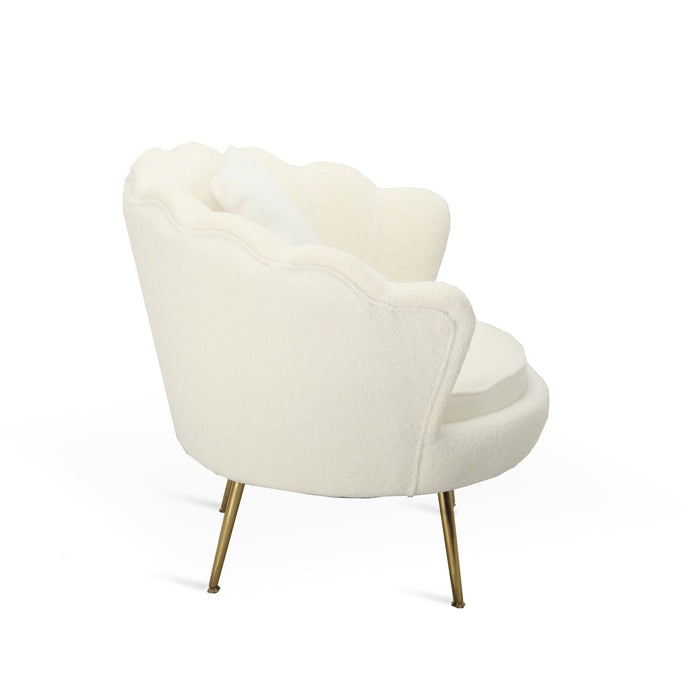 Poltrona Shelly Bouclè Panna/Cromo Oro C/Cuscino