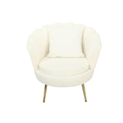 Poltrona Shelly Bouclè Panna/Cromo Oro C/Cuscino