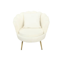 Poltrona Shelly Bouclè Panna/Cromo Oro C/Cuscino