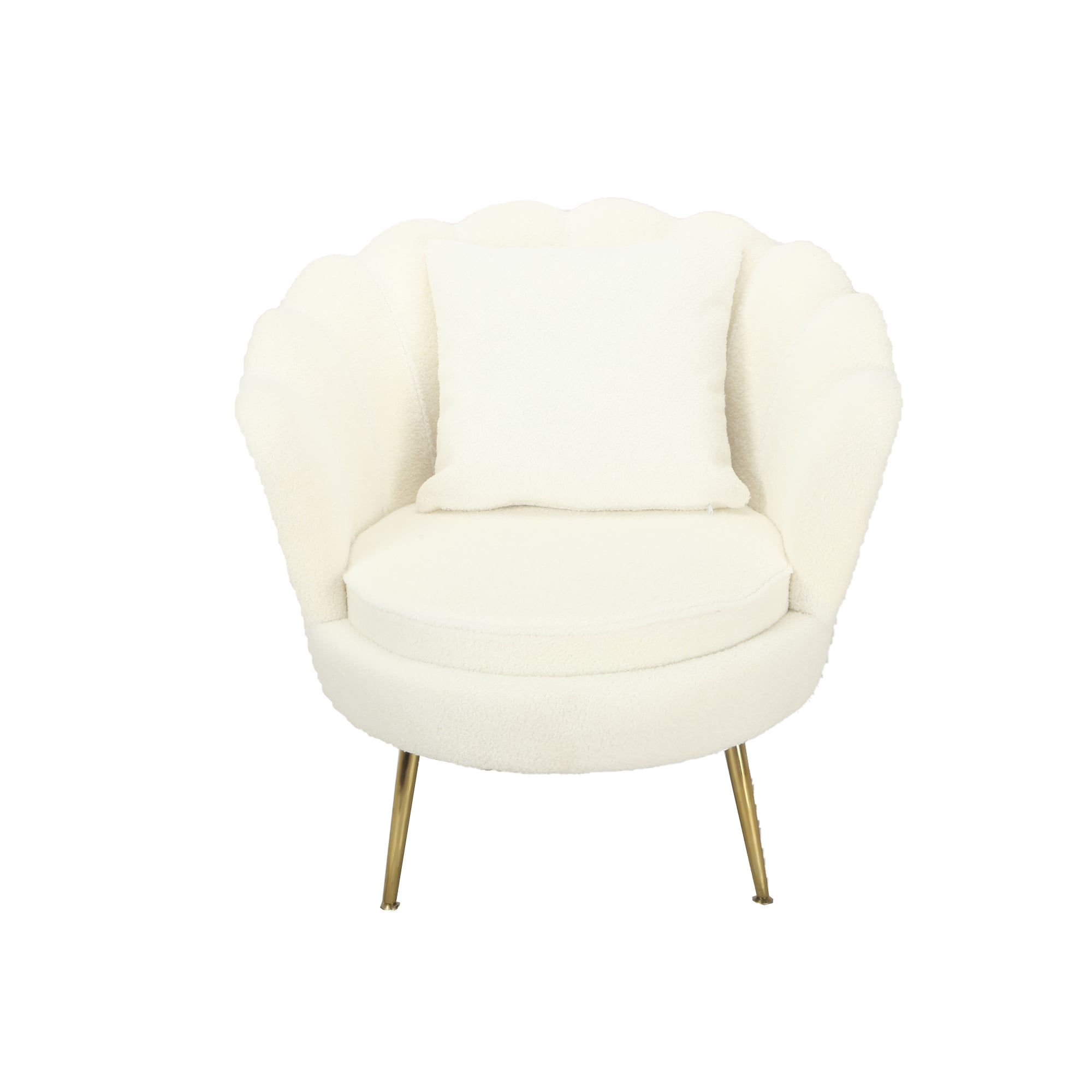 Poltrona Shelly Bouclè Panna/Cromo Oro C/Cuscino