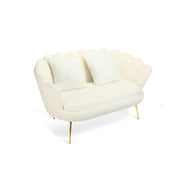 Divano 2P Shelly Boucle' Panna/Cromo Oro C/2Cuscini