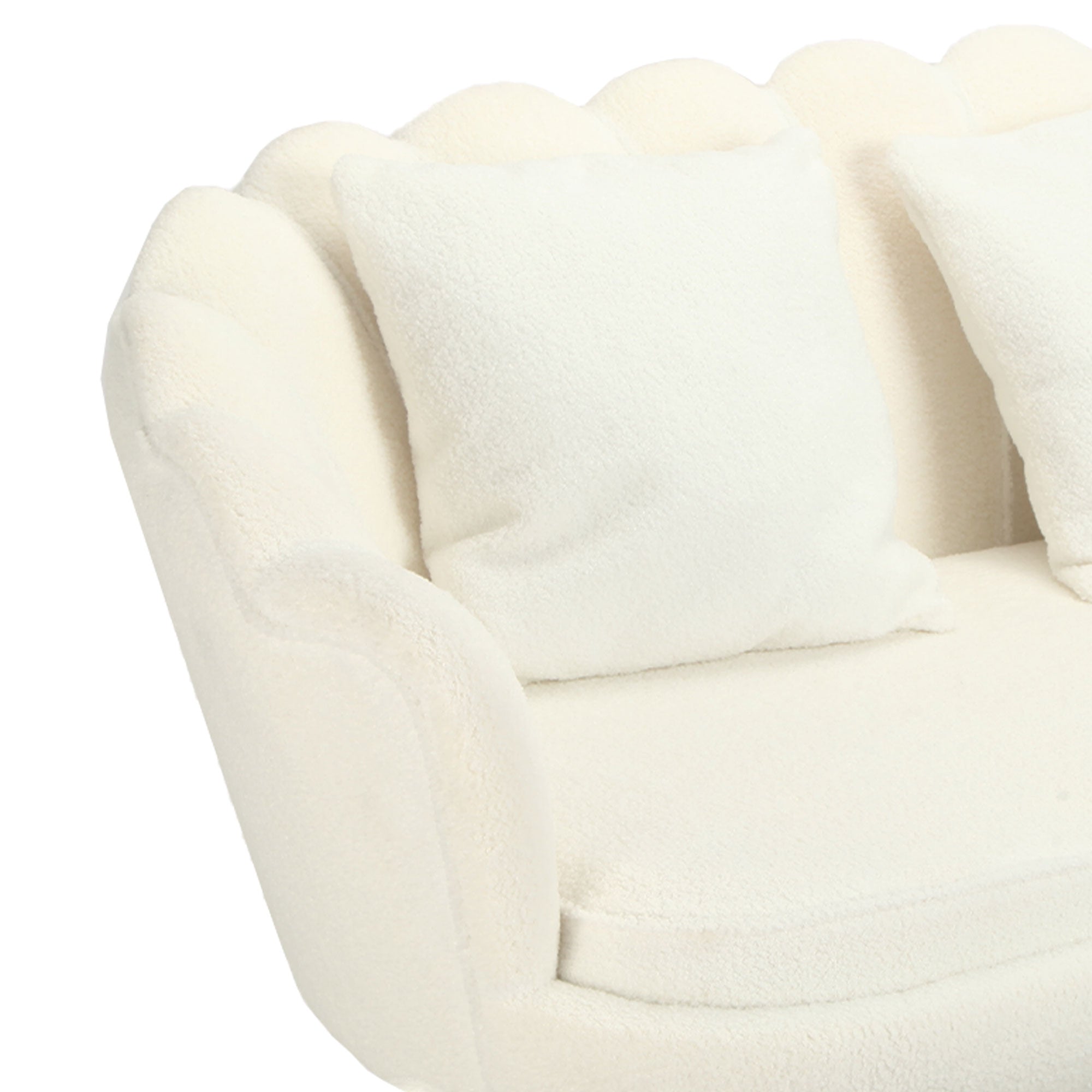 Divano 2P Shelly Boucle' Panna/Cromo Oro C/2Cuscini