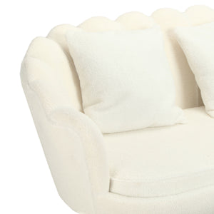 Divano 2P Shelly Boucle' Panna/Cromo Oro C/2Cuscini