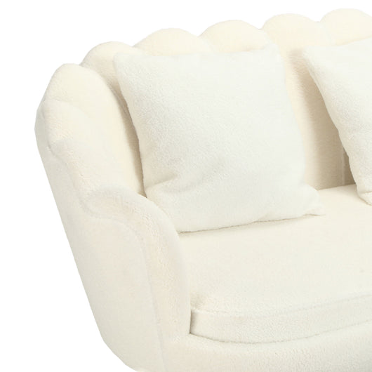 Divano 2P Shelly Boucle' Panna/Cromo Oro C/2Cuscini