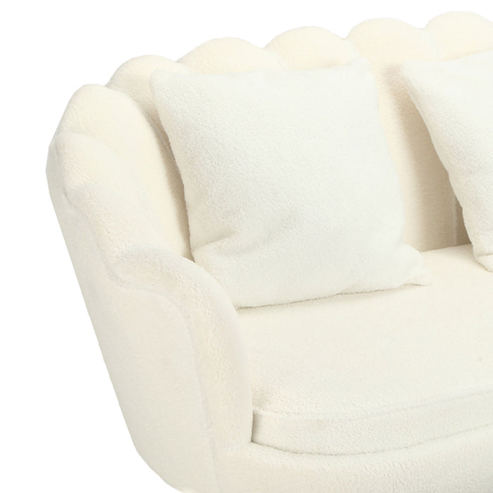 Divano 2P Shelly Boucle' Panna/Cromo Oro C/2Cuscini