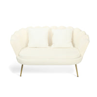 Divano 2P Shelly Boucle' Panna/Cromo Oro C/2Cuscini