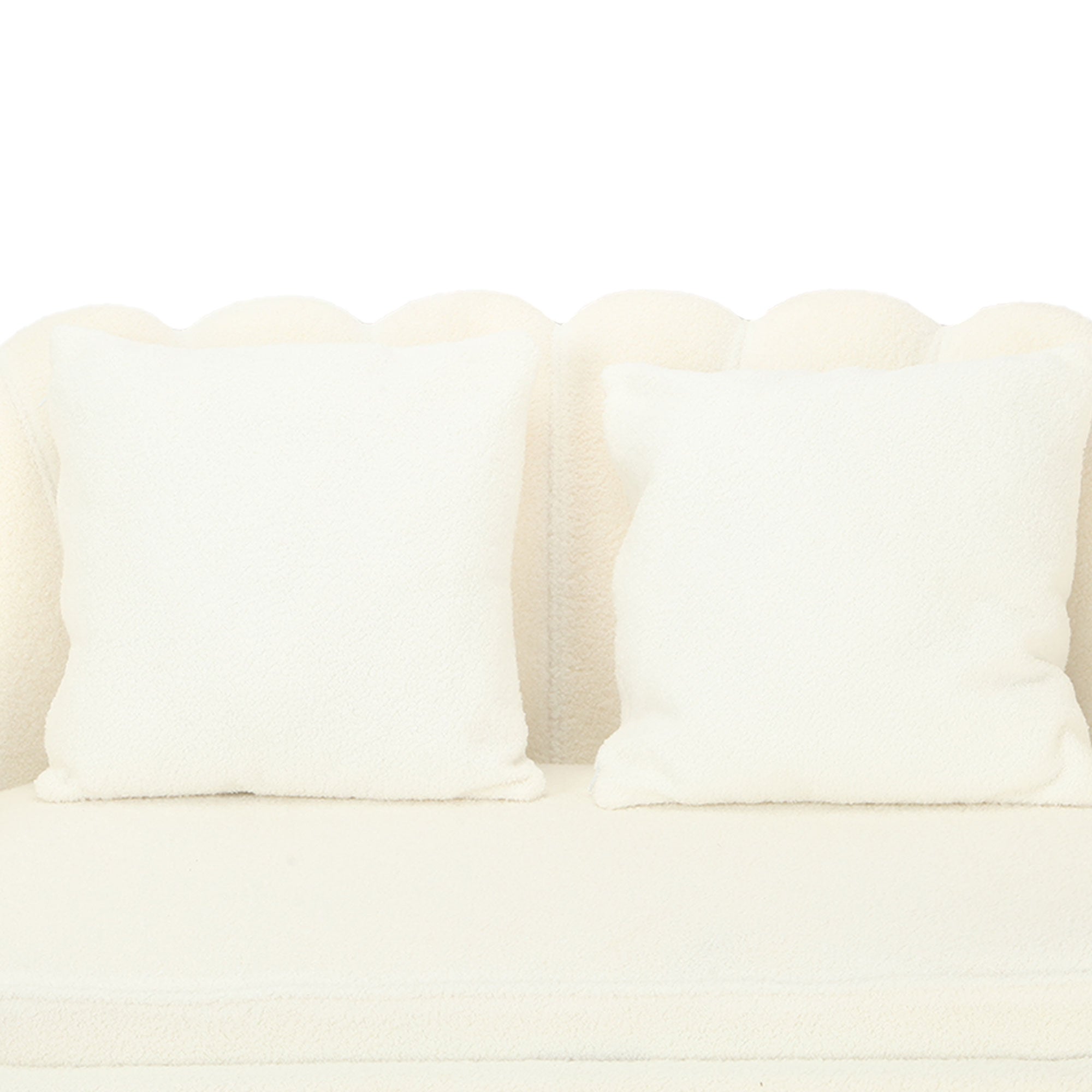 Divano 2P Shelly Boucle' Panna/Cromo Oro C/2Cuscini