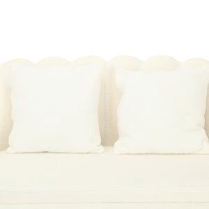 Divano 2P Shelly Boucle' Panna/Cromo Oro C/2Cuscini