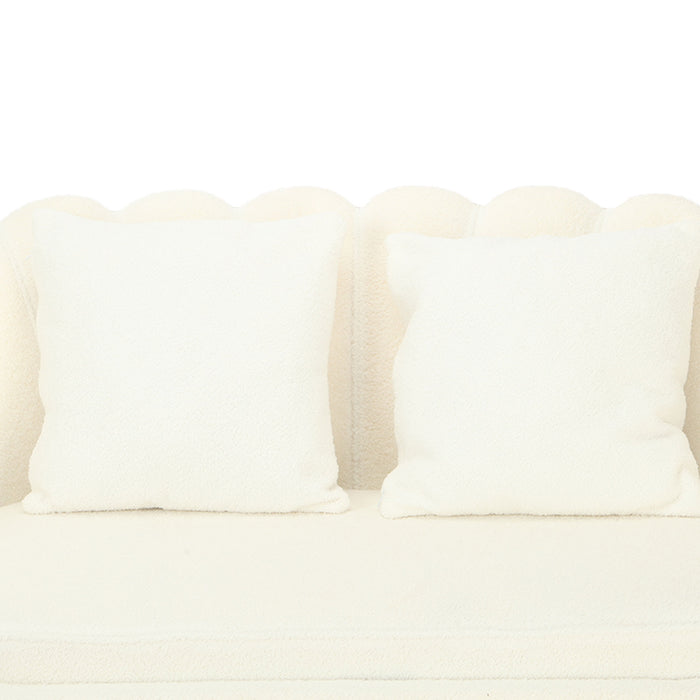 Divano 2P Shelly Boucle' Panna/Cromo Oro C/2Cuscini