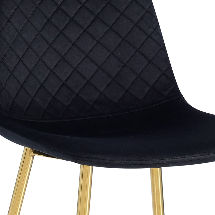 Set Da 4, Sedie New Lena Velluto Nero/Gambe Oro