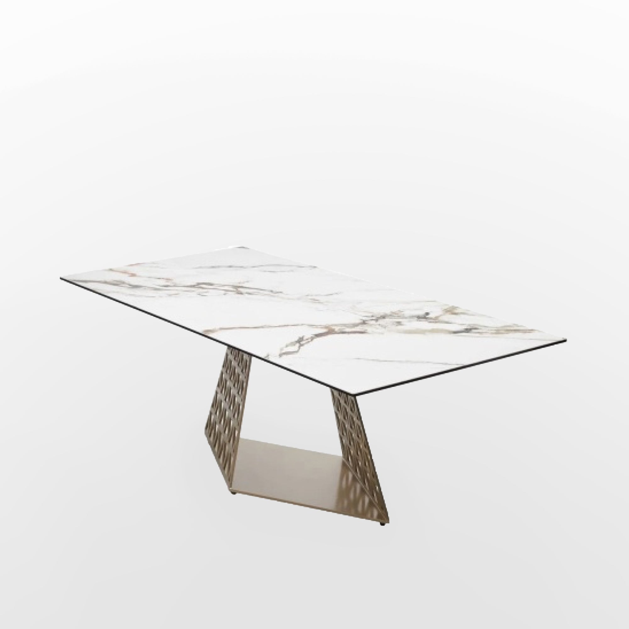 Tavolo Atlanta Bianco C/Vene Lucido C/Gambe Oro